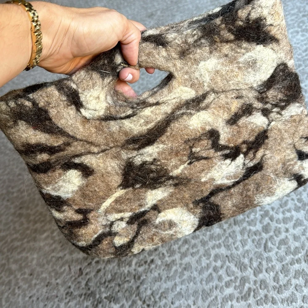 Natural Colored Wool Felt Clutch Purse